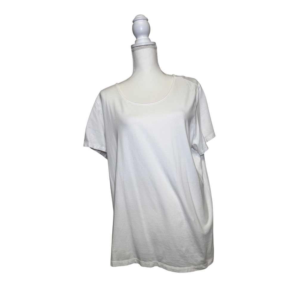 Susan Graver White Short Sleeve T-Shirt Women's Size Extra Large